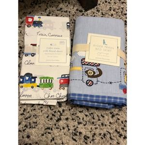 Pottery Barn Ryder-Train crib sheet/bed skirt bundle!